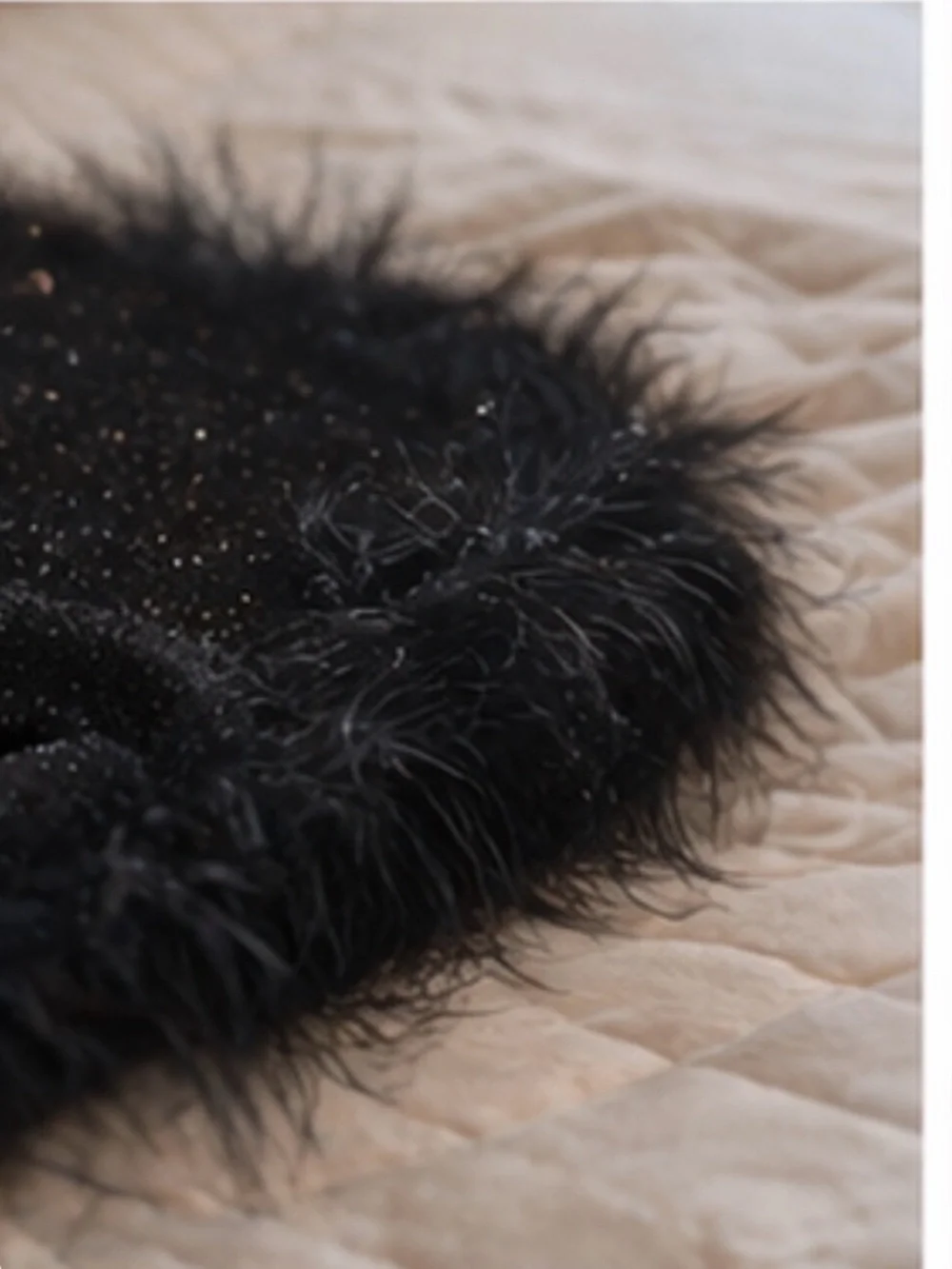 Windsor Black Sparkle Mini Dress with Feather Hem - Picture 3 of 6